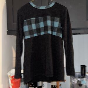 Heimish size small. Black and teal plaid top. Never worn. So good!!